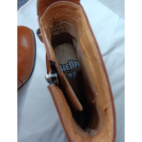 Hella Vintage 90s Motorcycle Riding Ankle Boots Women 7 Icon Moto Brown FLAW - Picture 15 of 15